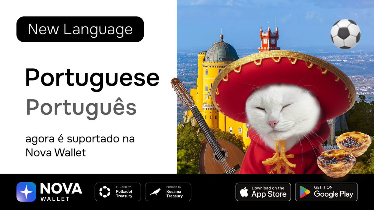 Olá amigos que falam português! 👋 Amazing news – Nova Wallet is now available in Portuguese / português! 💖 Download Nova Wallet! 🚀 novawallet.io
