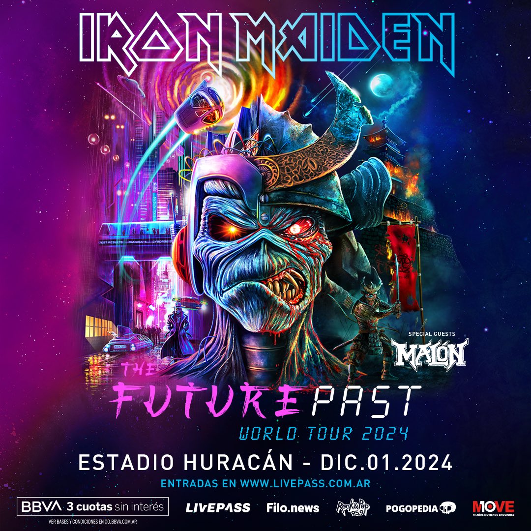 Iron Maiden have added a brand new show to the South American leg of The Future Past Tour later this year. Sunday 1st Dec 2024 - Estadio Huracán, Buenos Aires, Argentina Tickets go on general sale Friday April 19th, at 12pm local time. There will be no further cities added to