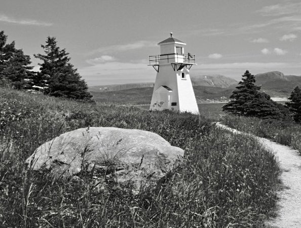 My black and white photograph today is the lighthouse at Woody Point, probably the most photographed building in town.