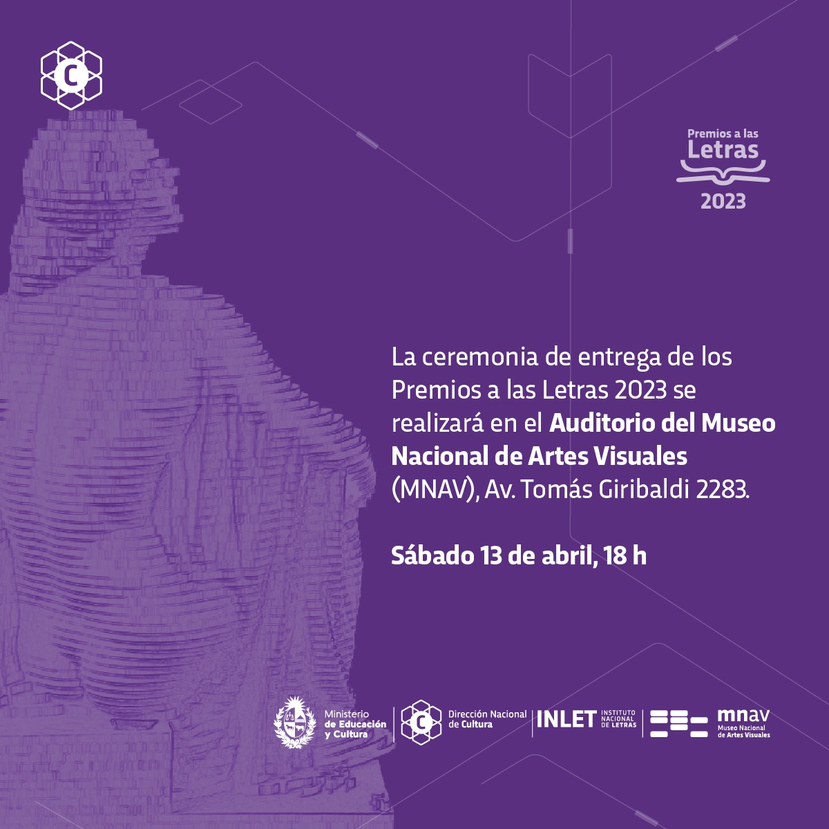 🏆 ¡Atención! La ceremonia de entrega de los #PremiosalasLetras2023 y el brindis se realizarán como estaba previsto mañana  sábado 13 a las 18 horas, ¡Los/as esperamos en el auditorio del @MNAVUruguay para celebrar juntos/as!  @culturamec