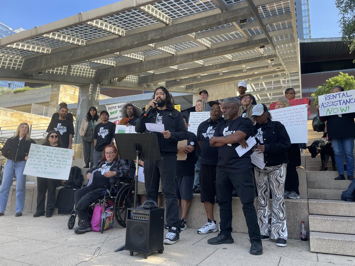 People who live in rapid rehousing are rallying outside city hall this morning calling for better investments in the program. “Make the program last long enough for us to get into permanent housing.”