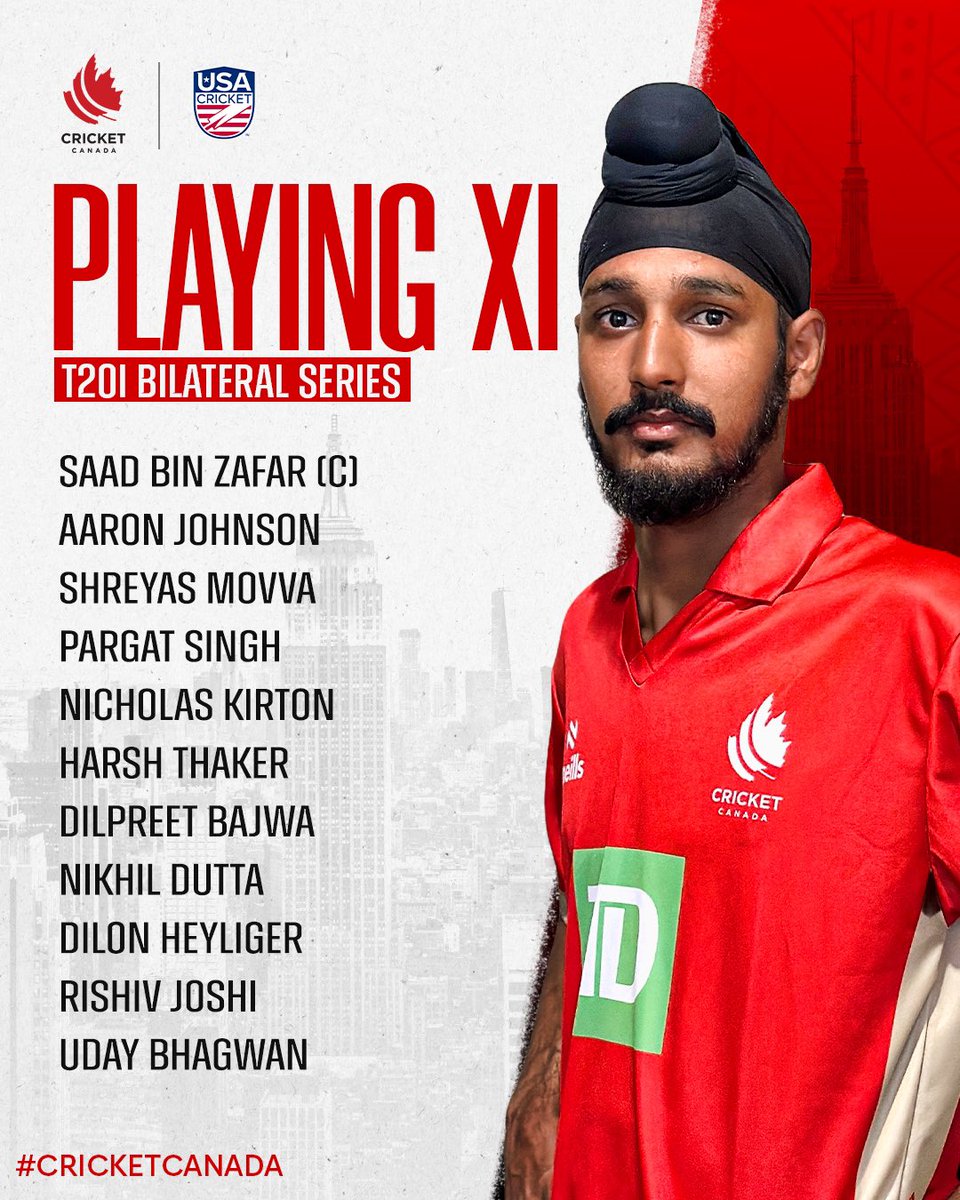 The playing squad for the 4th t20i against USA! Let’s go Team Canada 💪 #cricketcanada #canvsusa #t20