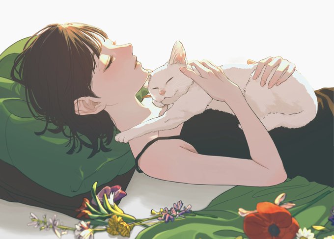 「花 白い猫」のTwitter画像/イラスト(新着)