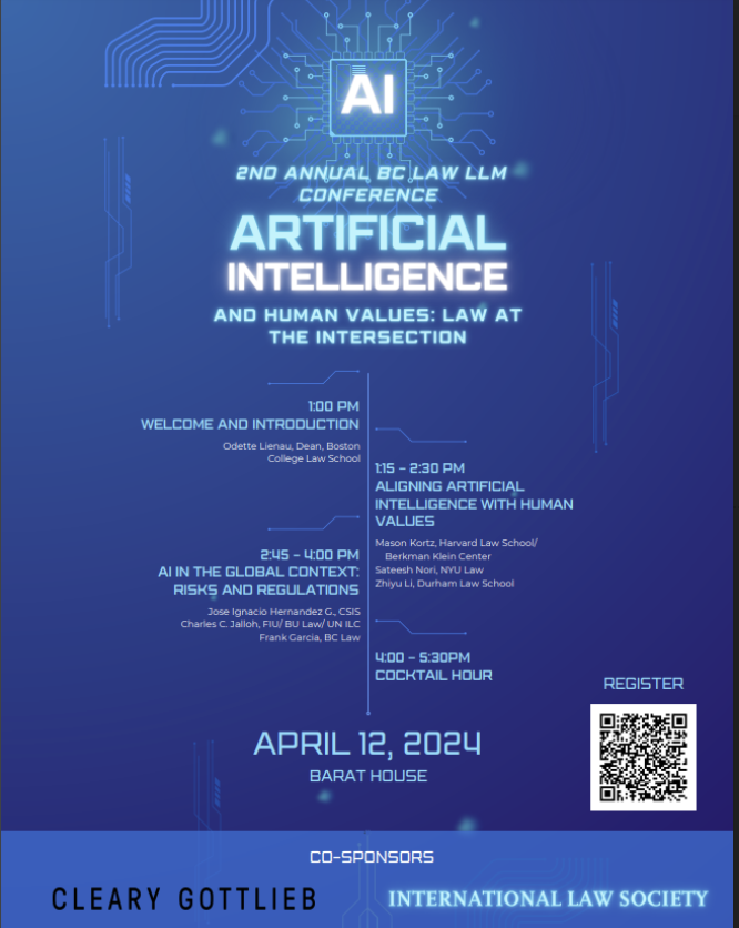 I will speak today at the 2nd Annual BC Law LLM Conference on 'Artificial Intelligence and Human Values: Law at the Intersection.' My presentation will explain why we need a global administrative law for AI. @BCLAW