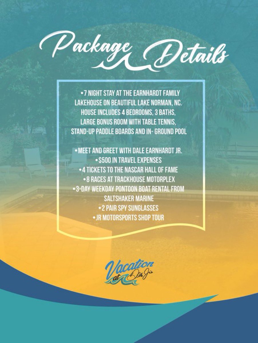 🚨LAST DAY🚨 Today is the last day to purchase your raffle tickets for Vacation at @DaleJr’s. Just look at everything that is included! 🤩 BUY NOW: bit.ly/3SKtEd5