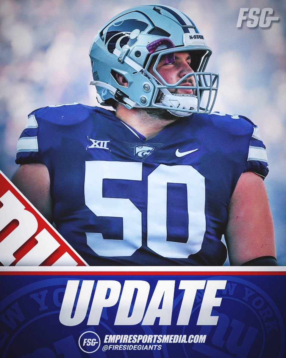 ⚠️Giants are meeting with Kansas State OG Cooper Beebe this week, per Ian Rapoport of NFL Network #NYGiants