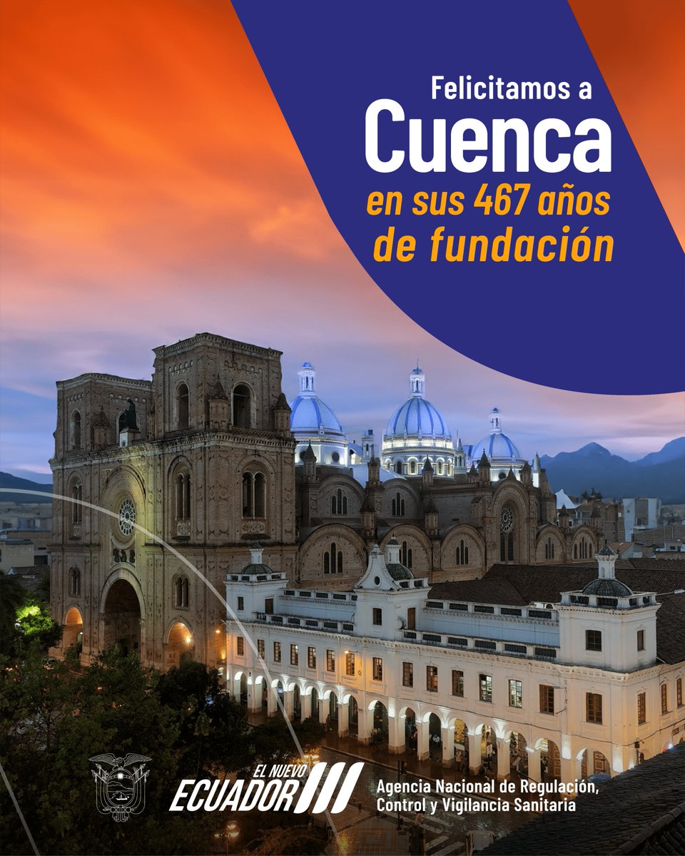 #Arcsa celebra a #Cuenca, lujo y honra del noble Ecuador, en sus fiestas de Fundación. #VivaCuenca 🔴🟡