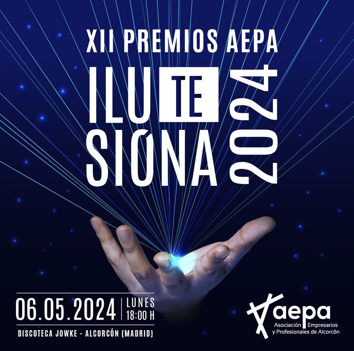 🏆✨ ¡Es hora de anunciar la celebración los XII Premios AEPA - Ilusiónate! 🎉✨ 

Este año, la magia y la innovación empresarial se unen

¿Eres empresa, profesional, autónomo? ¡¡Estás invitado!!

📅 6 de mayo 
⏰ 18:00
📍<a href="/JowkeClub/">JOWKE CLUB</a>, #Alcorcón. 

#PremiosAEPA #Ilusiónate