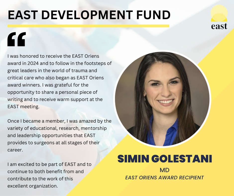 Traumatic injury is a public health challenge, but thanks to your generosity, we can support trauma leaders like Dr. Simin Golestani (@SiminGolestani) who are working to save lives. Donate to the Fund & help support the future of trauma care: bit.ly/3KhHVsP