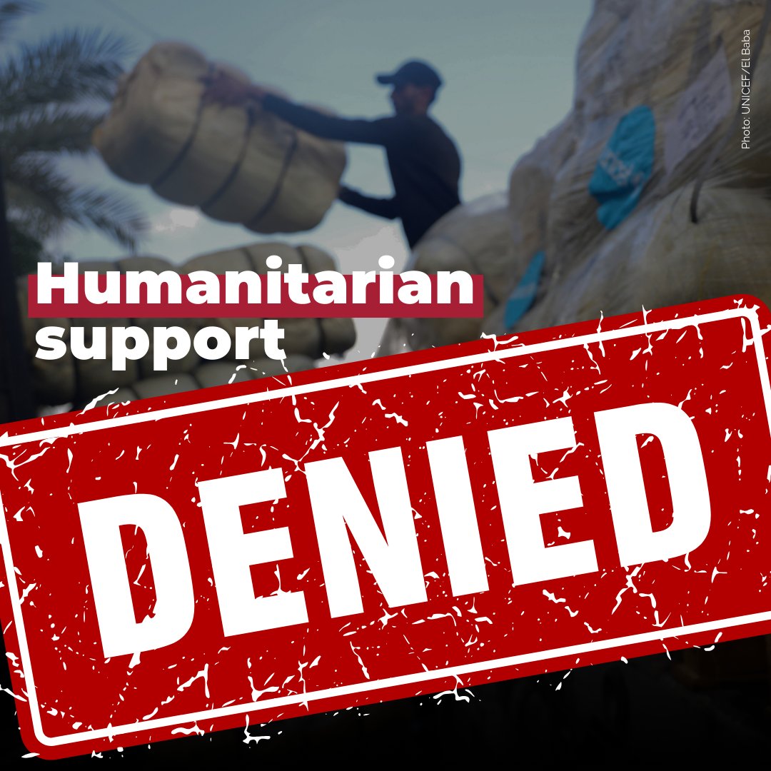 Today, none of @UN's planned humanitarian missions to northern #Gaza was allowed through by the Israeli authorities. We can't stress this enough: the Occupying Power's obligation to facilitate aid does not end when commodities are dropped off at the border. #AccessDenied