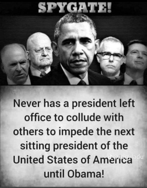 First time in history a president leaving office colluded with others to spy on and impede the incoming president, Donald Trump, when he won the presidency. It is past time that Obama, Clinton, and others be held accountable for this treasonous act against our country and the…