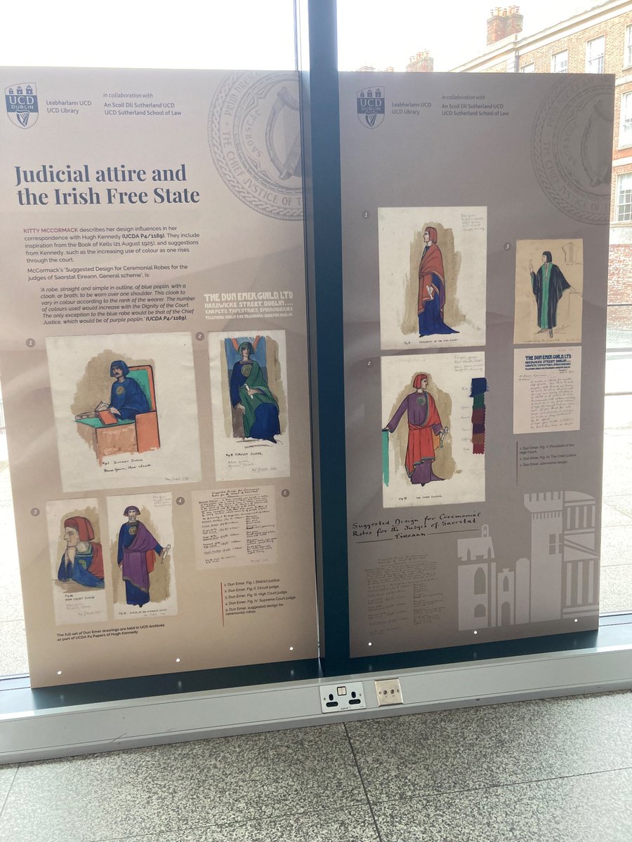 Snippets from today’s exhibition on judicial robe designs of the 1920s. Dr Mark Corn or UCD asks whether such robes might have highlighted the symbolic changes of the new legal regime #CenturyofCourts