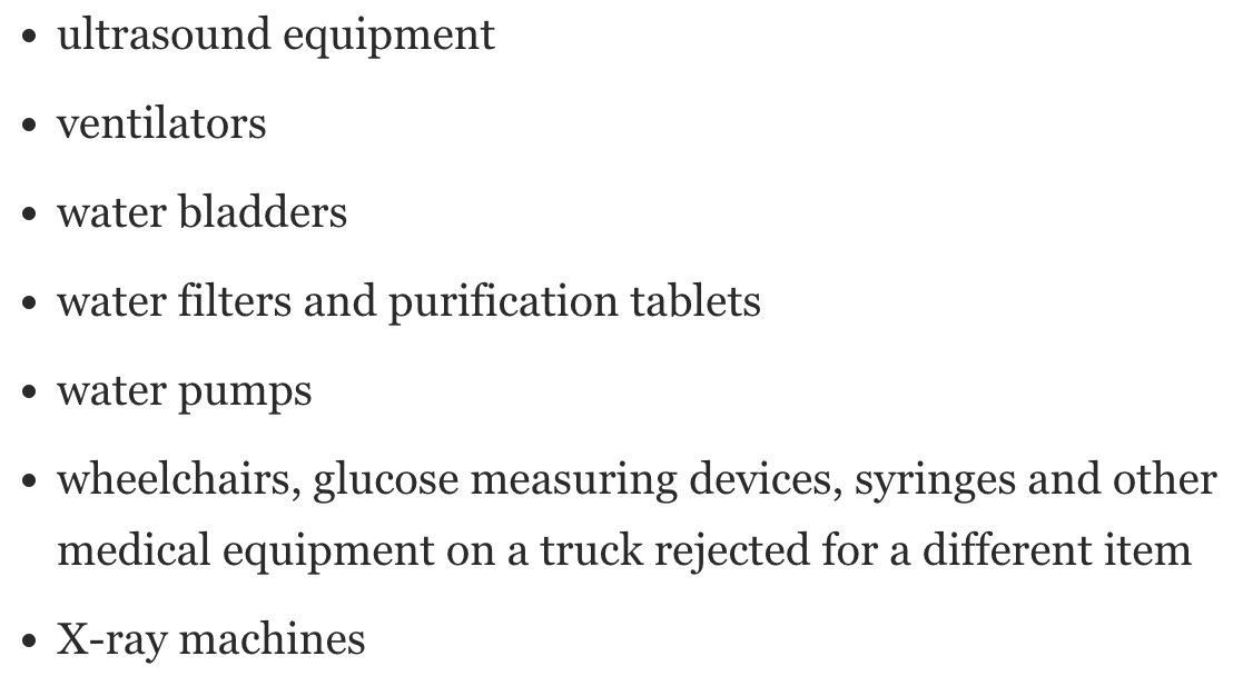 The Post contacted 25 aid groups, U.N. agencies and donor countries to ask about aid delivery to Gaza and found that Israeli authorities have denied or restricted access to items ranging from lifesaving medical supplies to toys to chocolate croissants.

“I think it’s