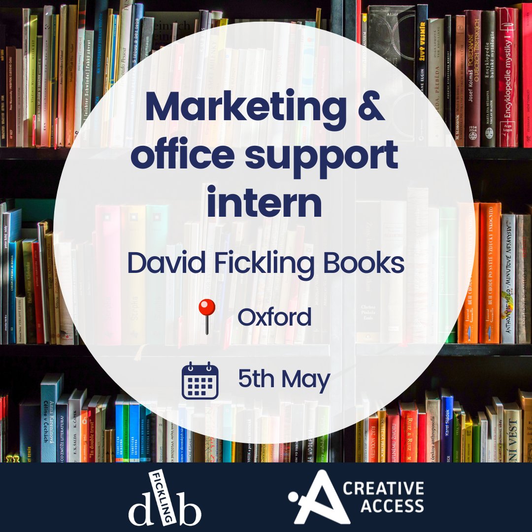 Are you looking to break into the #publishing industry? 📚 This marketing & office support internship at @dfb_storyhouse is an amazing entry point into the publishing industry and the communications career path! 📍 Oxford 🗓 Closes 5/4 🔗 Apply now: opportunities.creativeaccess.org.uk/job/marketing-…