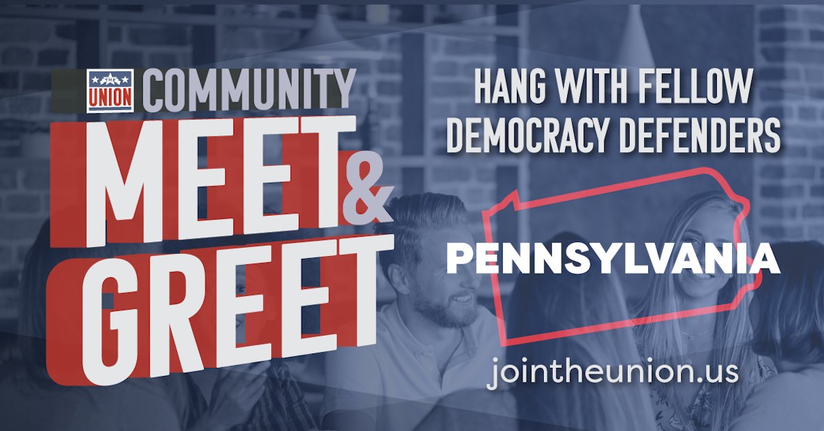 Live in Delaware County, PA?  Join us Sat. Apr 13 from 3-5 pm EDT for a Community Meet & Greet.  #meetandgreet #democracydefenders
mobilize.us/theunion/event…