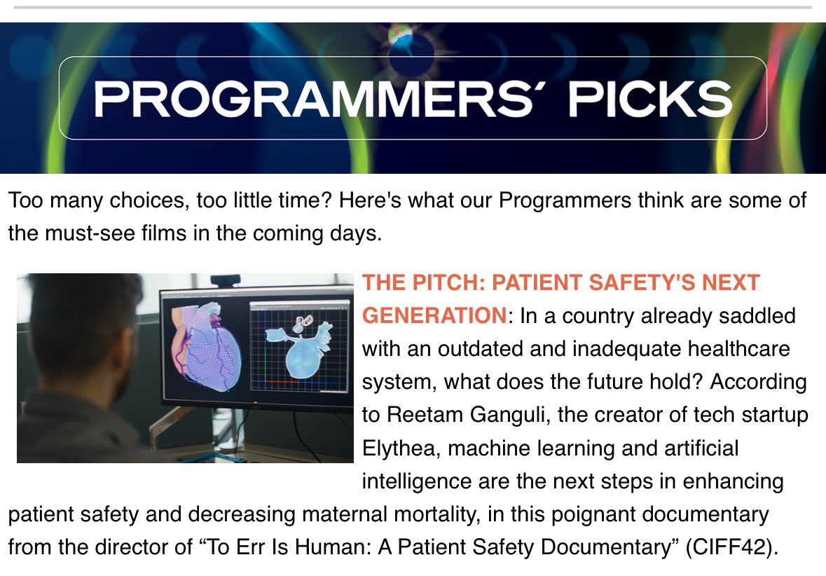 THE PITCH premieres *tonight* at #CIFF48! Join us at 5:10pm to see what the future of health care will look like and who is going to get us there.