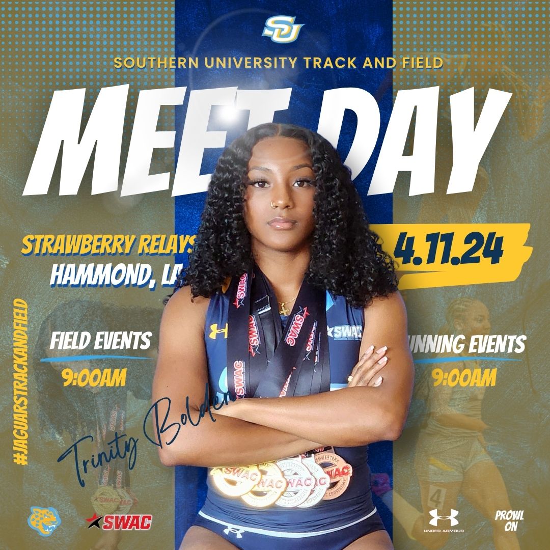 It's Meet Day!!! Jaguar Track and Field Team will be traveling Southeastern today for the Strawberry Relays. Field and running events are underway.

Visit GoJagSports.com for details.

#SouthernIsTheStandard
 #TrackandField #SWAC #ProwlOn | #GoJags | #WeAreSouthern