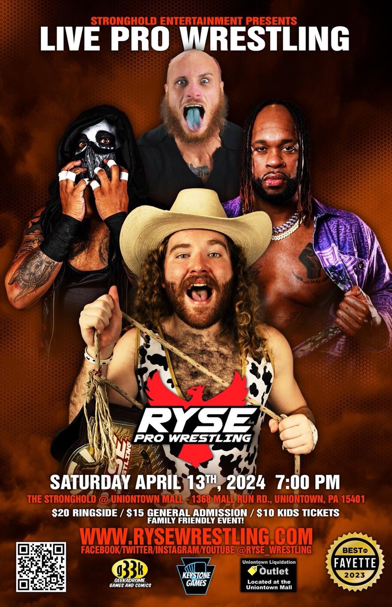 It’s Event Week!! We can’t wait to see everyone this Saturday! Get your tickets early to ensure yourself a seat close to the action! Rysewrestling.com #wwe #Prowrestling #AEW #NWA #Impactwrestling #Pittsburghevents