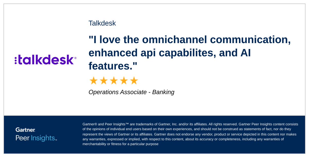 Experience the power of AI and understand why organizations dedicated to their customers choose Talkdesk. Feel the magic of Five-Star Fridays! 🌟🌟🌟🌟🌟 Read the captivating reviews here: bit.ly/43YHjSV #TalkdeskAI #CX #AI #GenAI #CustomerExperience #FiveStarFriday