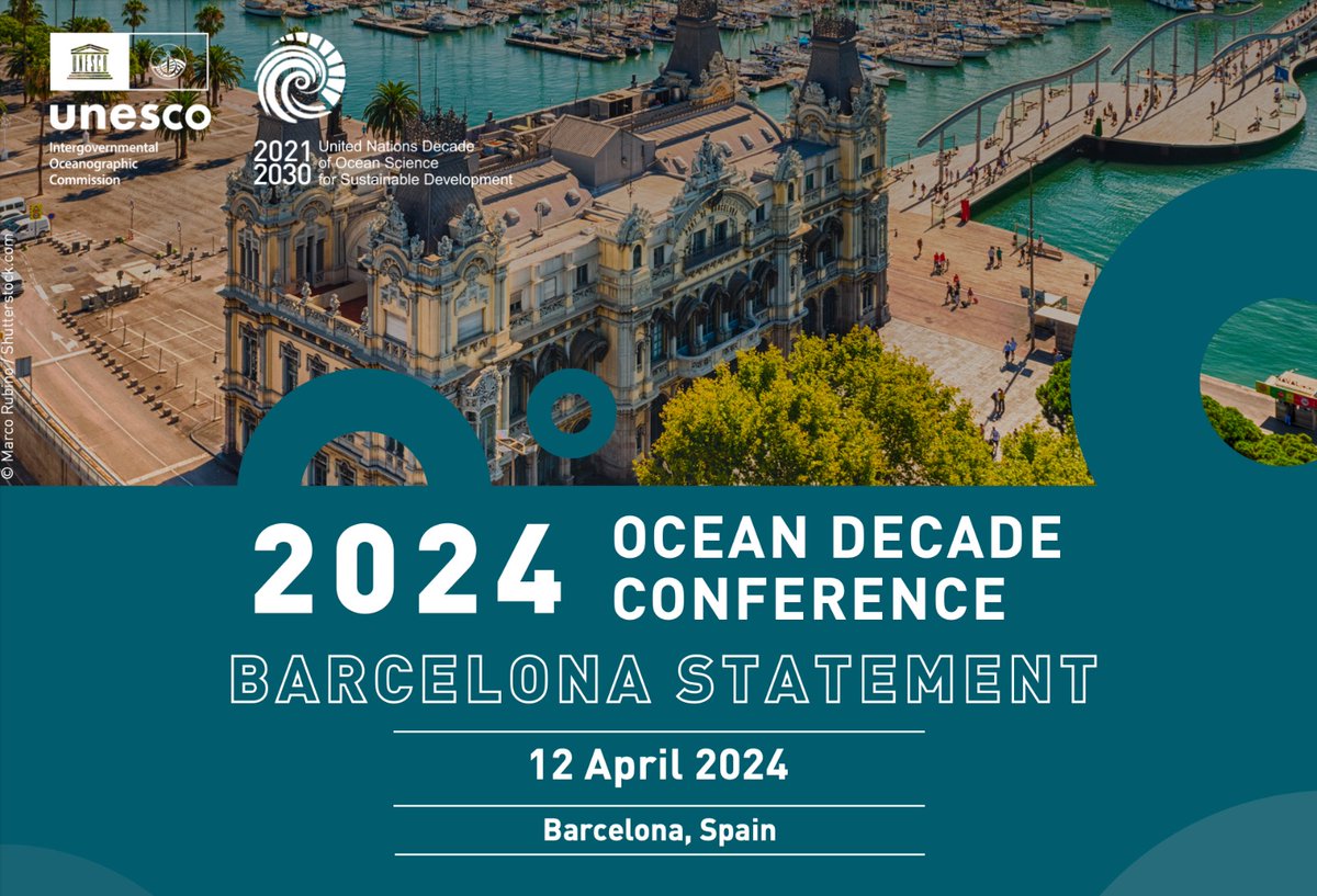 🌊🤝JUST PUBLISHED at #OceanDecade24: based on insights shared by the global ocean community, the Barcelona Statement identifies priority areas of action for the #OceanDecade in the coming years. Read it here: ow.ly/pM6650Rf72w