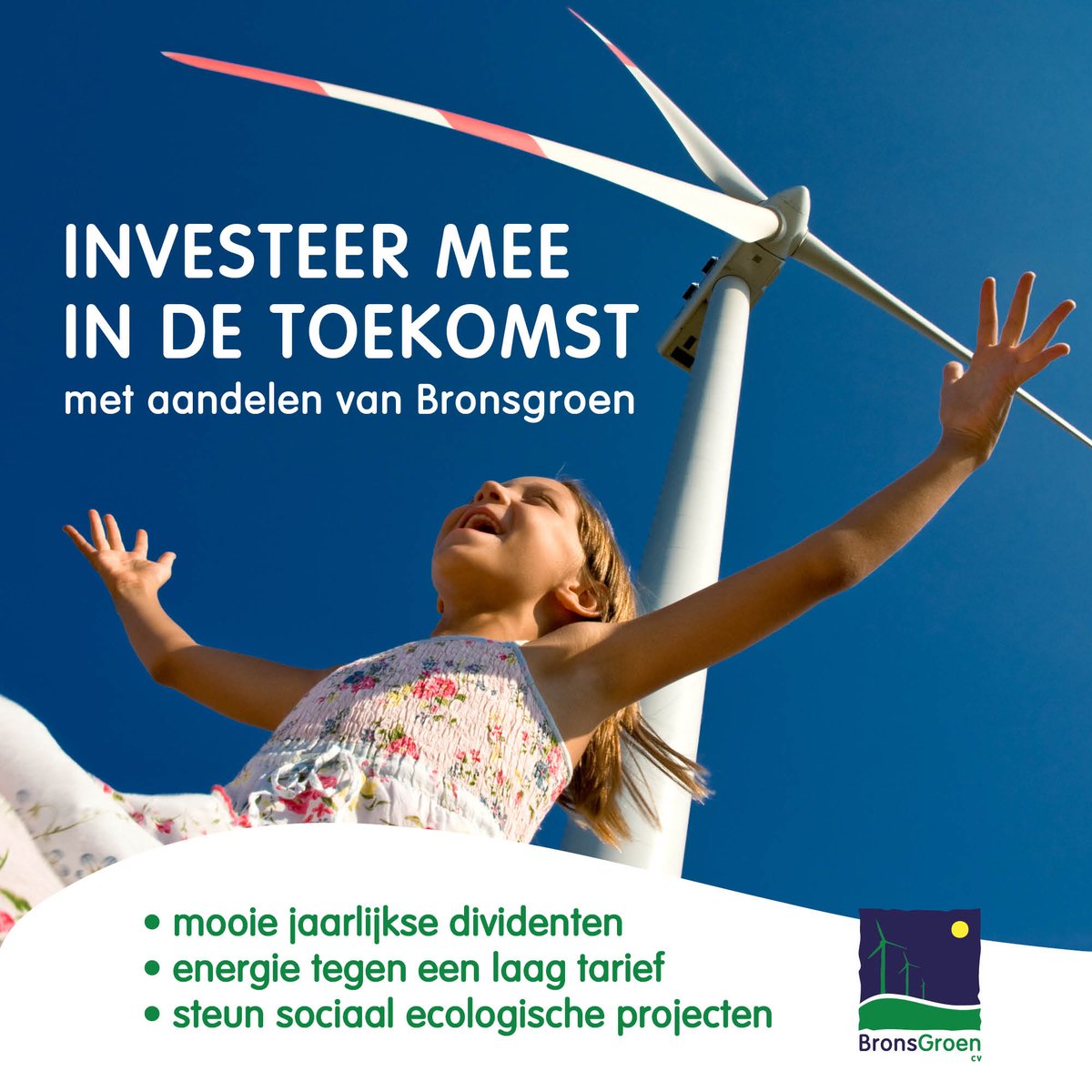 In 2024 speelt #Bronsgroen cv een belangrijke rol in het bereiken van hernieuwbare energiedoelen. We hebben plannen voor de realisatie van windturbines en meer dan een dozijn zonne-energieprojecten 

Doe nu mee en investeer via bronsgroen.be/intekenen
#bronsgroen #burgerenergie