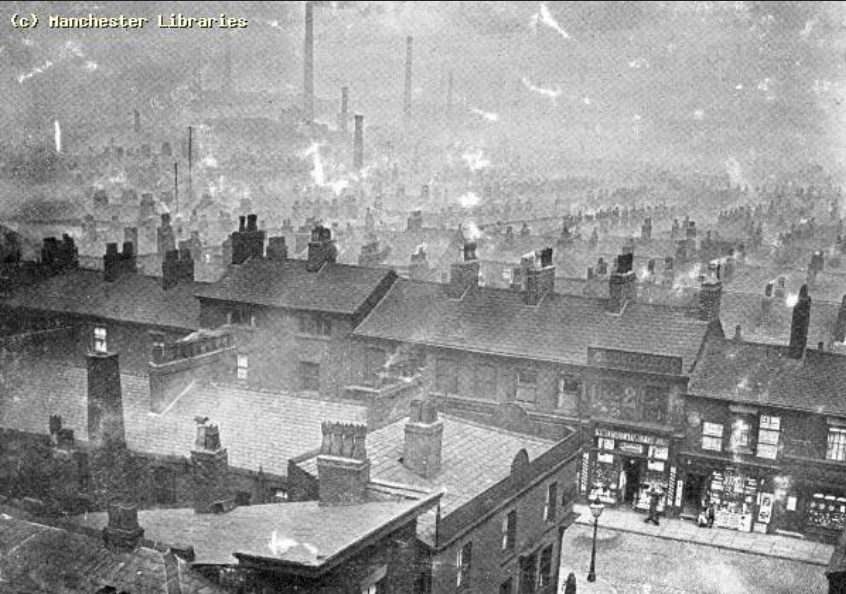 Ancoats, Manchester, viewed from Victoria Hall Roof, 1895. (via @MancLibraries archives)