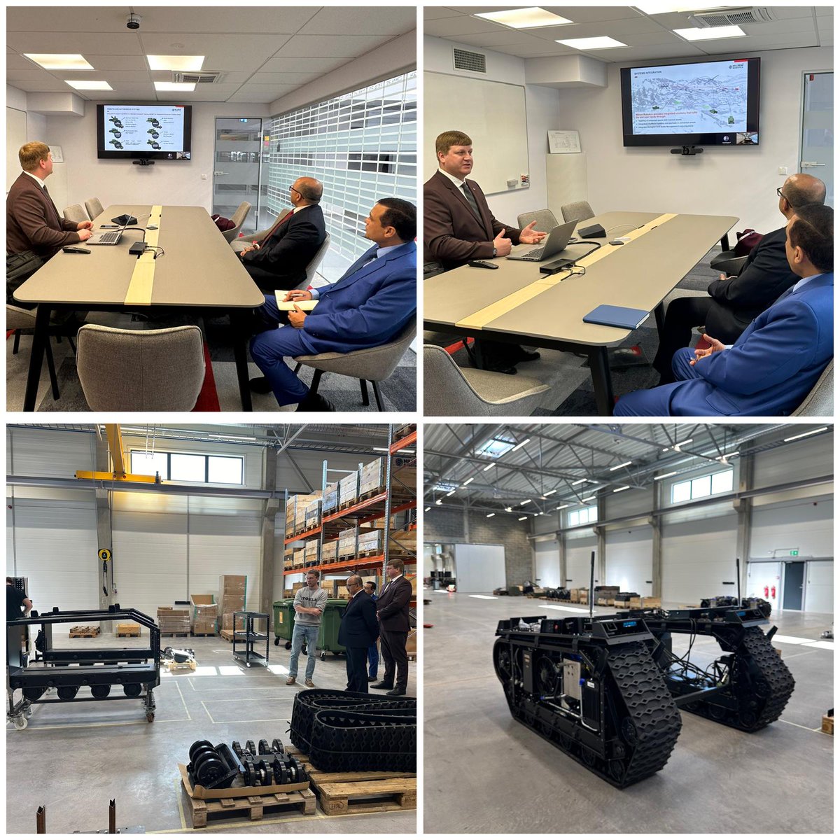 Indian ambassador to Estonia 🇪🇪 Ajaneesh Kumar made a familiarisation visit to Milrem Robotics (now under EDGE of UAE 🇦🇪) which has collaboration with 🇮🇳 Kalyani Strategic Systems Limited (KSSL) Pictured with THeMIS & Type-X UGVs...