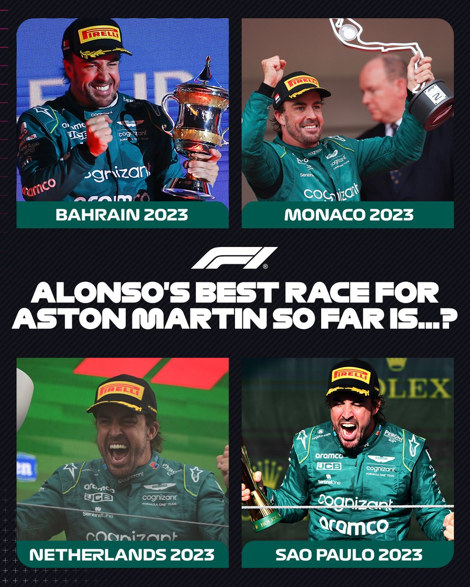 F1's tweet photo. Fernando's best race for Aston Martin so far is...

#F1 @AstonMartinF1 https://t.co/lZUZOVFrB6