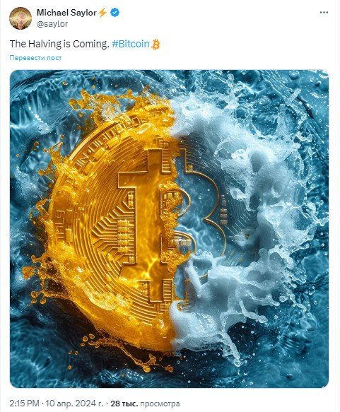 Michael Sailor reminds everyone again about the upcoming halving ✅ Never before has Bitcoin halving acted as a “news for sell”, but this cycle differs in many ways from the previous ones (never before has retail been allowed to make money so easily).