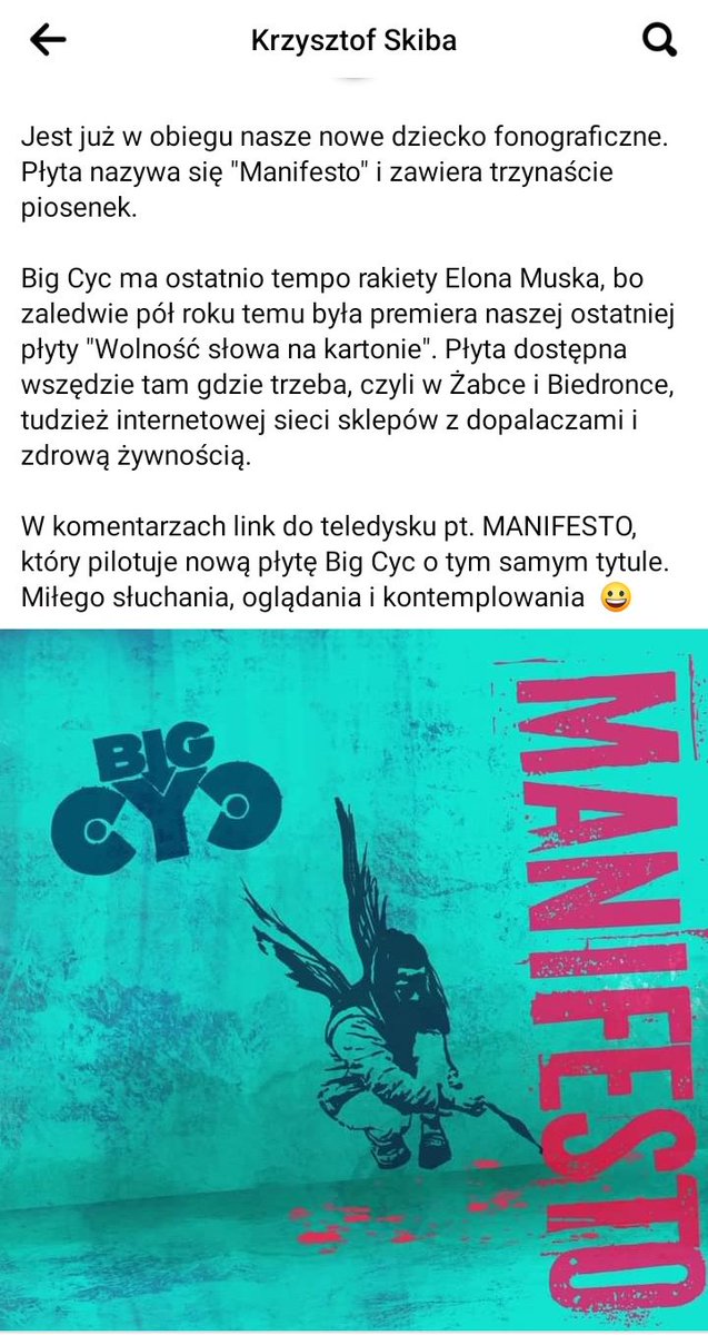 Krzysztof #Skiba wydał swoje #Manifesto. Na płycie! :-) #BigCyc @BIGCYC
