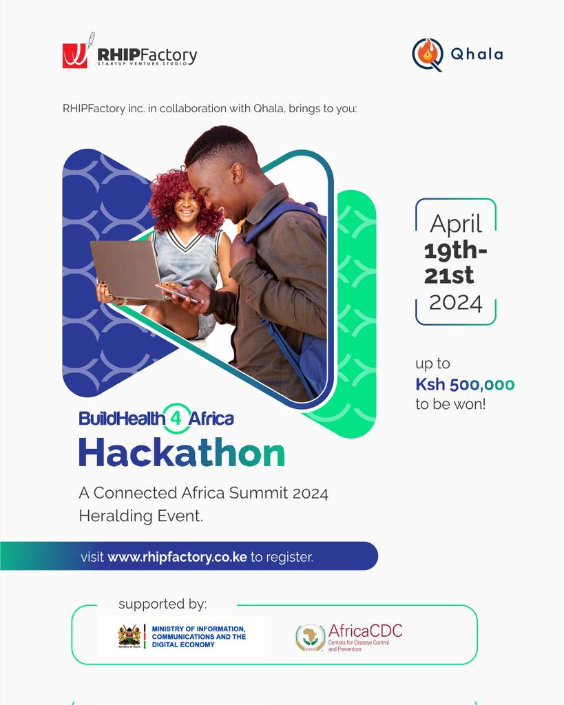 “BUILD HEALTH FOR AFRICA HACKATHON”
A Connected Africa Summit 2024 Heralding Event. 
#NairobiKenya

RHIPFactory is consciously pioneering a transformative journey towards making healthcare more accessible through digital solutions.