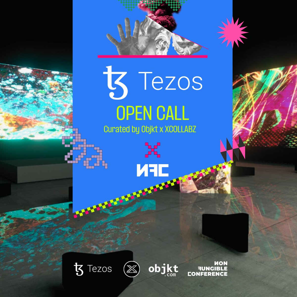 Want to showcase your artwork in an immersive room at #NFC24? 🤩 Submit your work to the #TezosOpenCallNFC, curated by @objktcom and @xcollabz! They’re looking for video artwork with sound - film, AI video, animated generative art, 3D creations, performances, and everything in…