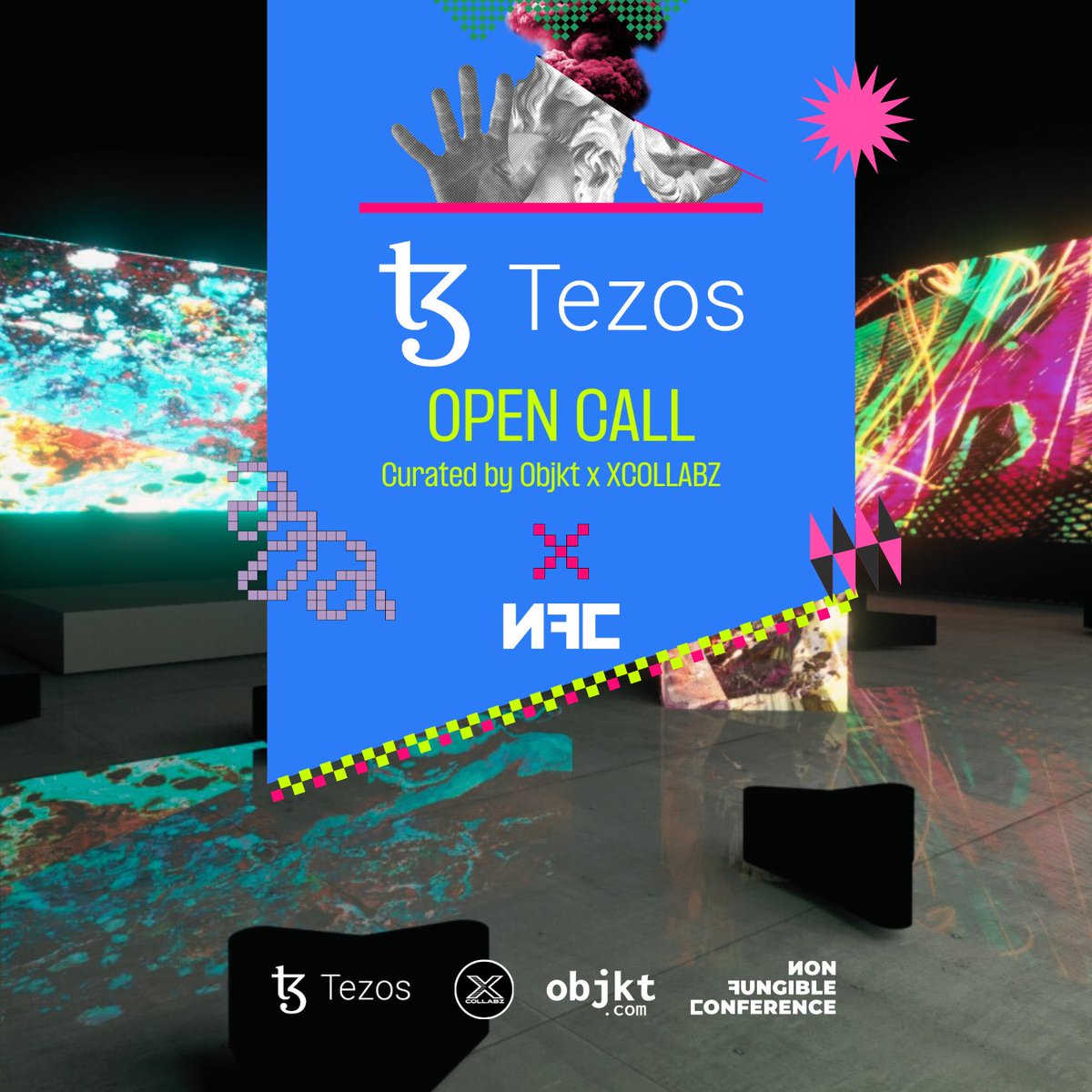 Want to showcase your artwork in an immersive room at #NFC24? 🤩

Submit your work to the #TezosOpenCallNFC, curated by <a href="/objktcom/">objkt.com</a> and @xcollabz!

They’re looking for video artwork with sound - film, AI video, animated generative art, 3D creations, performances, and everything in