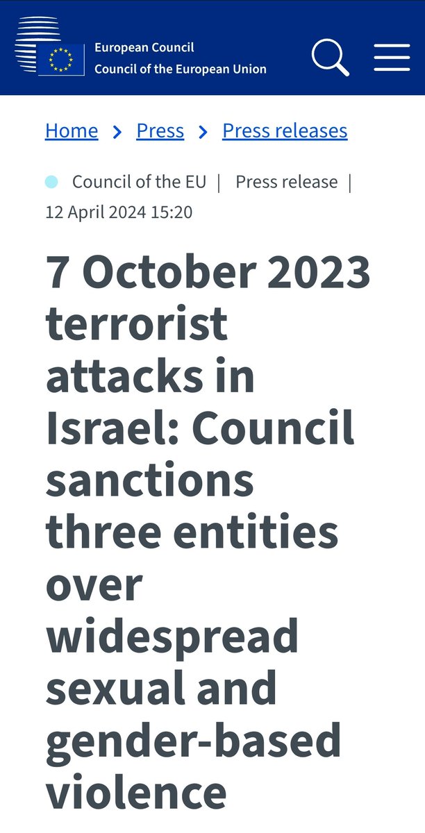 Long overdue and we'll deserved: @EUCouncil sanctions Hamas and Palestinian Islamic Jihad brigades responsible for sexual and gender-based violence against Israeli Jewish citizens. #HamasTerrorists #HamasisISIS #October7massacre