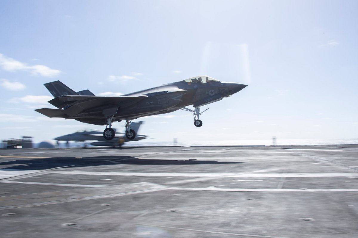 Lightning speed ⚡

An F-35C Lightning II assigned to Strike Fighter Squadron (VFA) 125 makes an arrested landing on the Nimitz-class aircraft carrier USS Abraham Lincoln (CVN 72).