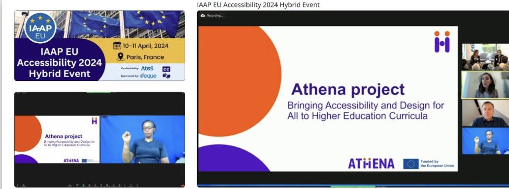 The #IAAPEU2024 Accessibility event was great! I had the opportunity to present the #AthenaProject that aims to bring accessibility and design for all into Higher Education curricula.
👉Together we can develop strategies to shape professionals and researchers across disciplines.