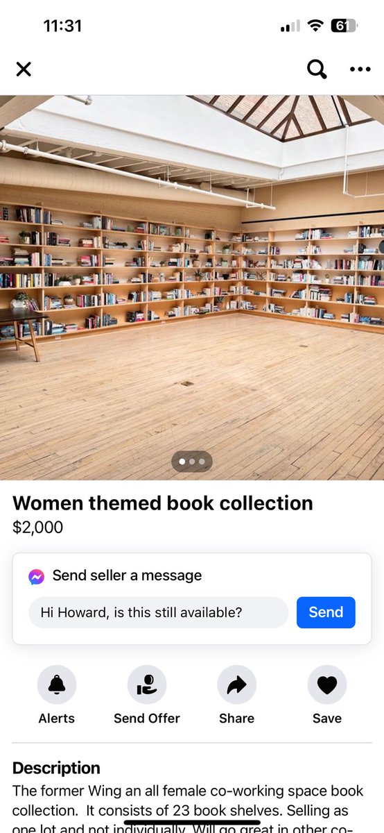 In this edition of “witnessing the decline of peak millennial culture”— an old location of the wing selling off their “woman owned book collection” on fb marketplace