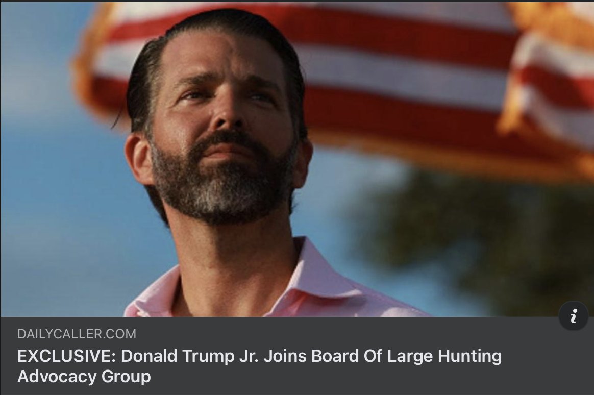 “I am thrilled to be joining Hunter Nation’s Board Of Directors. They have been incredible patriots, standing up for hunters across the nation and the values we cherish.'- @DonaldJTrumpJr dailycaller.com/2024/04/11/exc…
