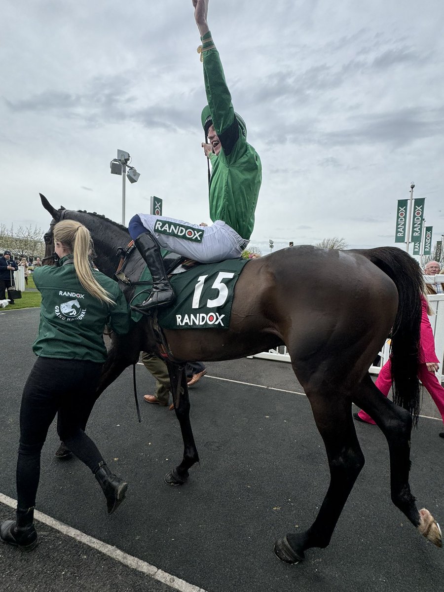 ARIZONA CARDINAL fights back to defeat James Du Berlais in the Topham Handicap Chase at Aintree! A great ride by @CM_Gethings for @sedmundsracing 🟢⚫️