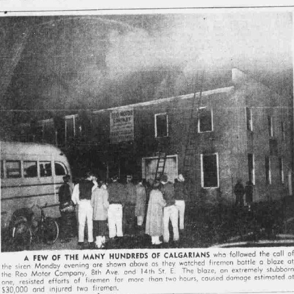 On this day in history, two firefighters were injured while fighting a fire that damaged or destroyed several businesses on 8th Ave and 14th St E on the evening of April 12, 1954.