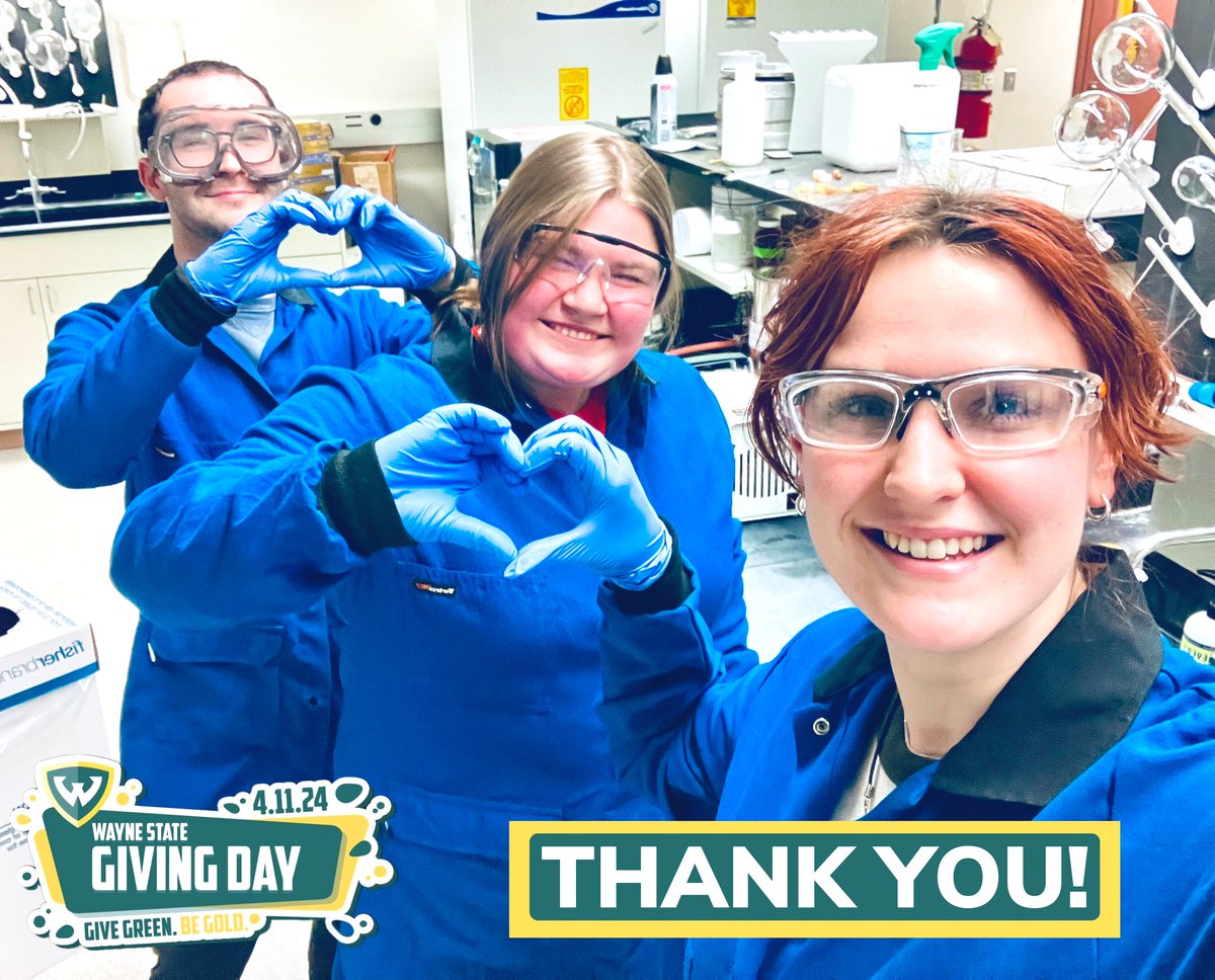 Thank you for helping us meet our goal for raising money for student lab coats on Giving Day 💚💛 #WarriorStrong! #wsuchemistry