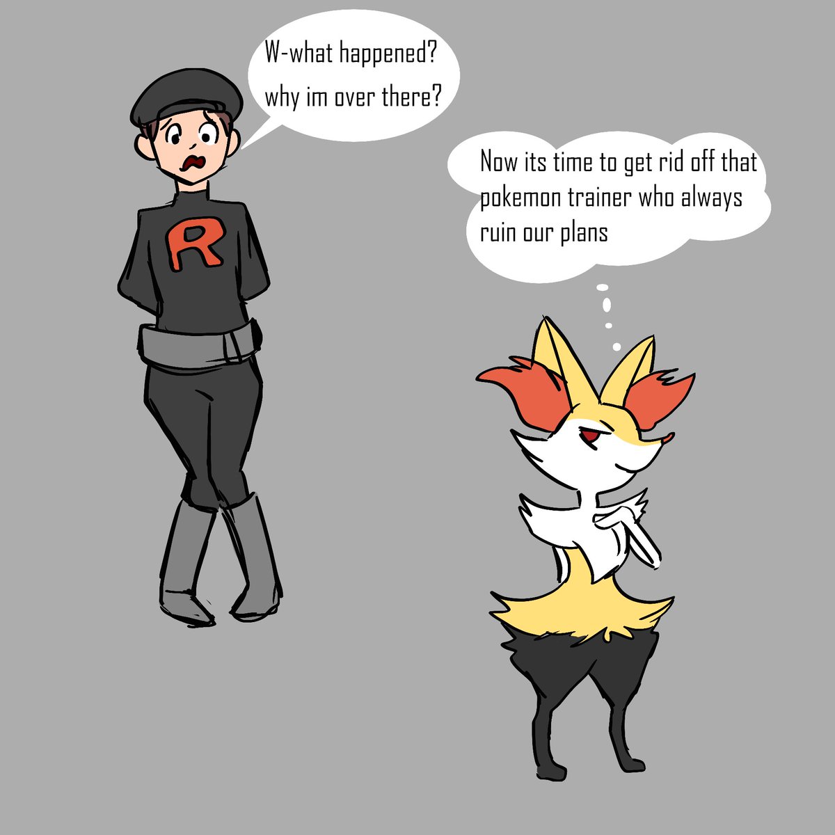 A Team rocket member swaps bodies with a Braixen to escape his crimes and make the trainer who always thwarts his plans pay #bodyswap #pokemon