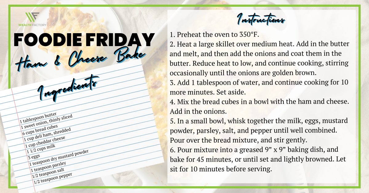 It's #FoodieFriday and today's recipe is a delicious ham and cheese bake.  🥘

Do you have a favorite comfort food?