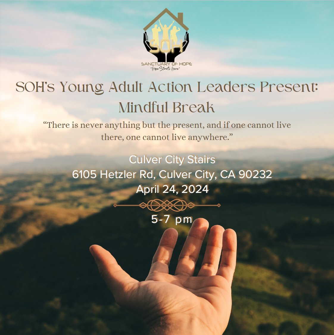 Join our Young Adults Leaders mindful break on the Culver City stairs on April 24th 🧘‍♂️🌿 #Mindfulness #SelfCare #CulverCityStairs #YoungAdults #WellnessDay