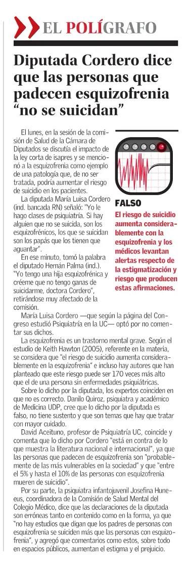 La superioridad académica y profesional que se arrogó la diputada Cordero en temas de psiquiatría no solo es falsa y absurda, sino también dañina, en tanto ofende y daña a miles de familias. Frente a este tipo de declaraciones carentes de sustento y con total falta de humanidad,…