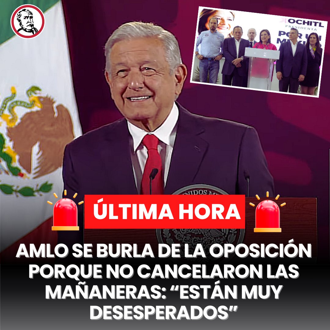 🚨#ULTIMAHORA El Presidente Andrés Manuel López Obrador celebró que el Instituto Nacional Electoral bateó a Xóchitl Gálvez y no cancelará las conferencias mañaneras, “es una muy buena noticia” señaló. Cabe recordar que la candidata del PRI, PAN y PRD había propuesto al…