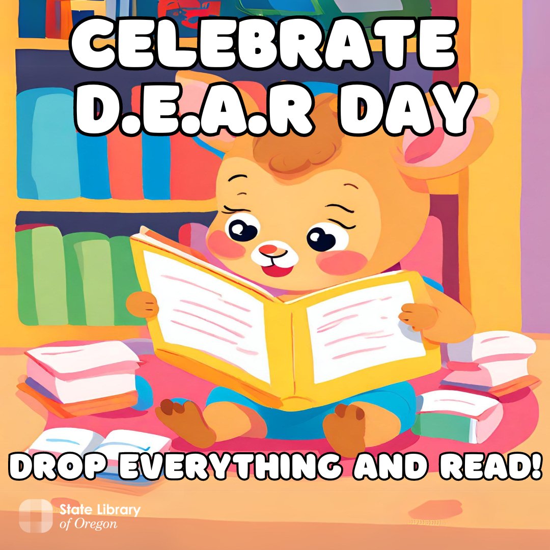 statelibraryor's tweet image. It&apos;s DEAR day , Drop Everything And Read! Tell us what titles are you prioritizing over everything else today 📖📕🦌

#SLO #DEARDAy #StateLibraryOfOregon