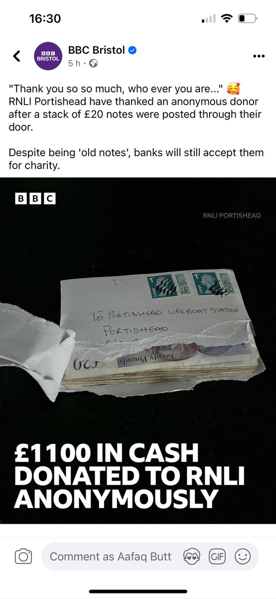 Someone donated £1100 to @RNLI anonymously, lovely thought for a fantastic charity.