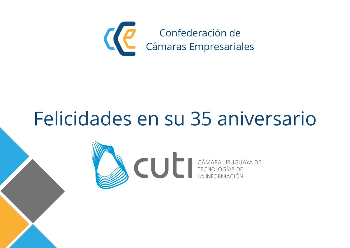 Saludamos a la @CutiUy en un nuevo aniversario. Desde hace 35 años trabaja potenciando un sector estratégico de desarrollo e innovación para toda la sociedad.