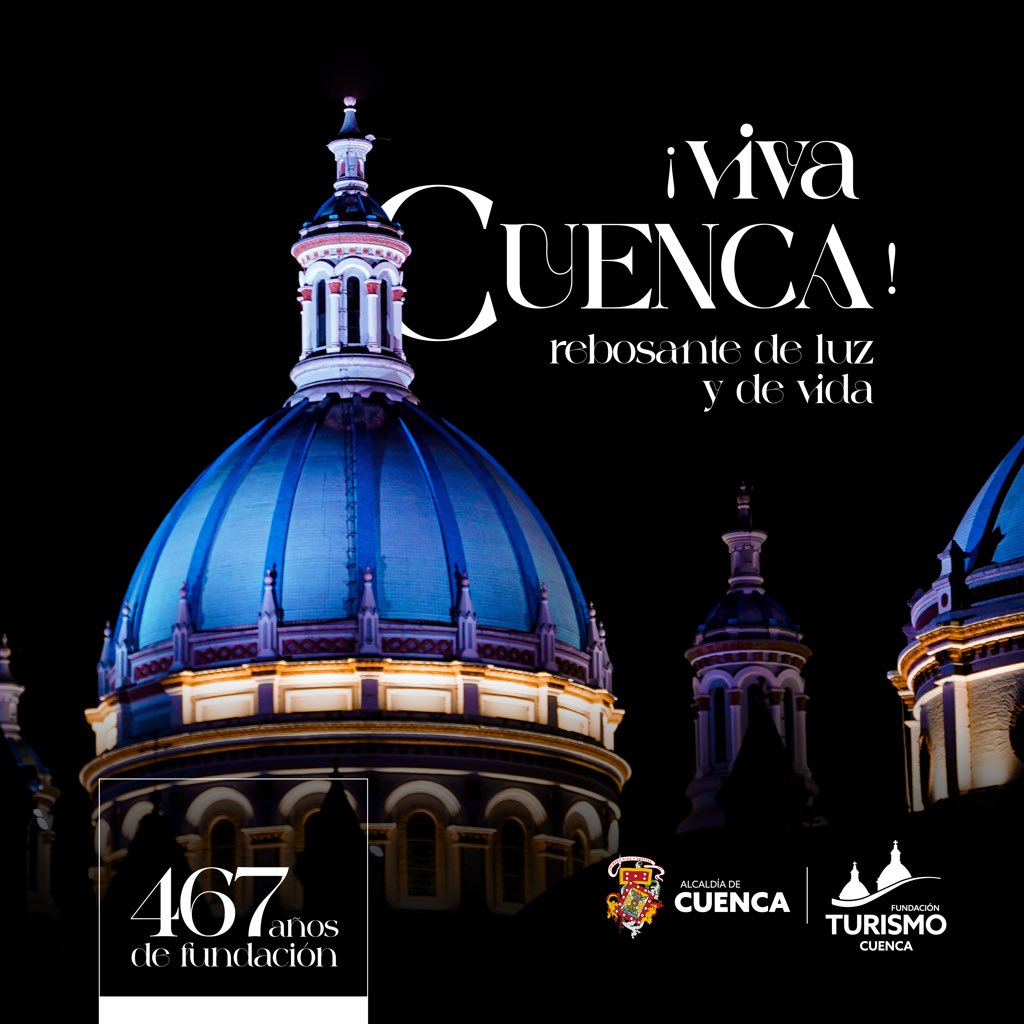 Que viva Cuenca 🎉❤️💛 Felicitamos a nuestra hermosa ciudad por sus 467 años de fundación! Cuenca es un destino único e irrepetible, celebramos hoy y este fin de semana con varias actividades! 🥳 Te esperamos 🙌🏼